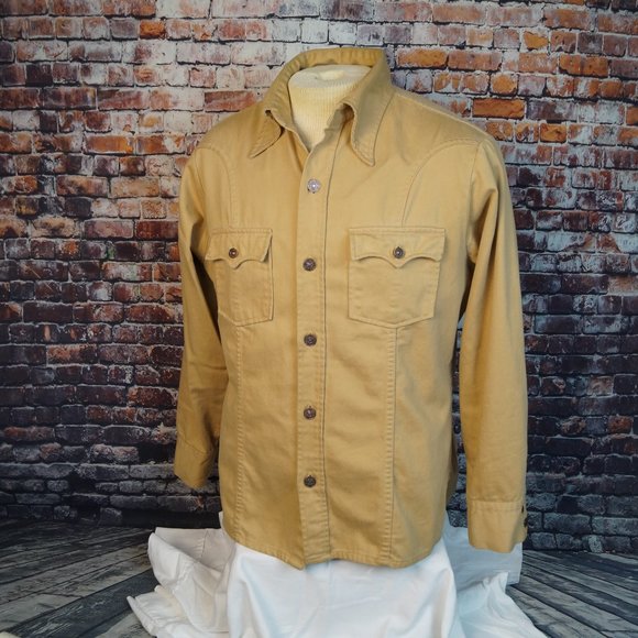 Vtg Levis Western Chore Work Shirt Jacket Metal Buttons Made in USA Mens L Large
